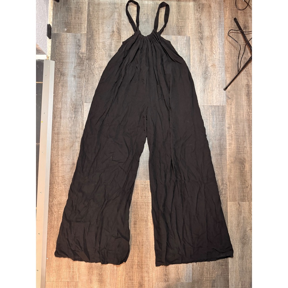 Final Touch Volamos Boutique Black Wide Leg Halter Jumpsuit Medium Made in USA